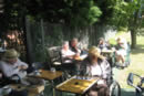 <Residents of Larchmere House taking tea in the park behind the house>